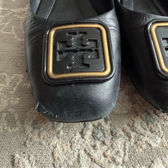 Tory Burch Black Flats with Gold Accent Size 10M - Picture 2 of 11